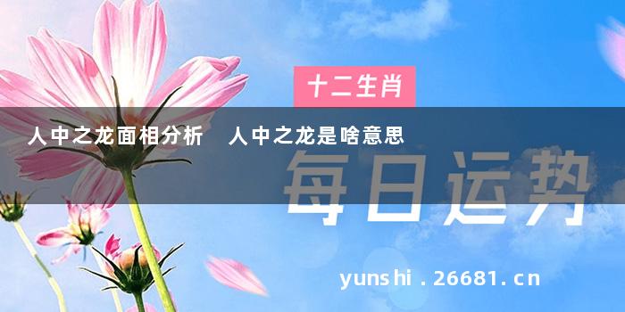 人中之龙面相分析 人中之龙是啥意思